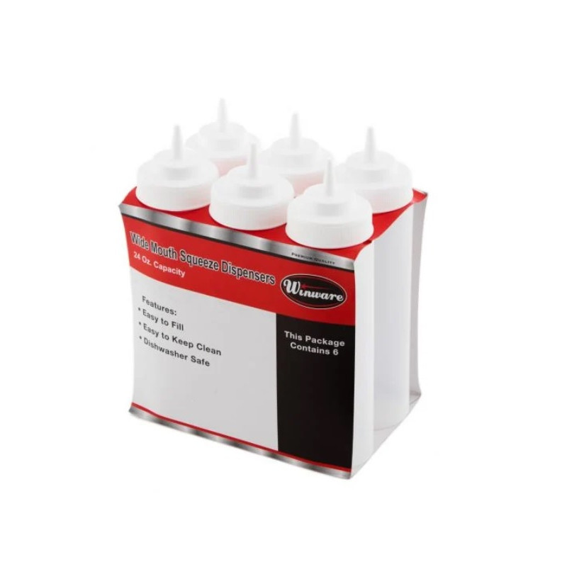 Botella Salsa 700ml Boca Ancha Plástica Transparente | Winco