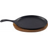 PLATO STEAK 38X18CM FIERRO FUNDIDO NEGRO C/BASE MADERA NEGRO