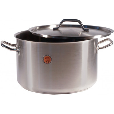 Cacerola Alta 22L Inox 1.0Mm Ø36X22Cm C/Tapa F/Difusor Big C