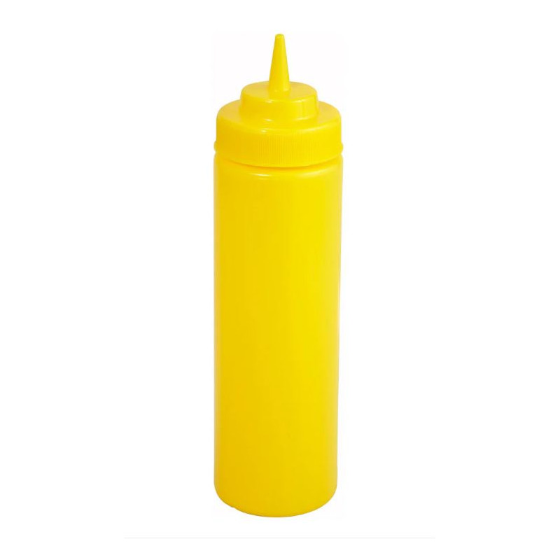 PACK 6 UNID BOTELLA SALSA PLAST AMARILLO 350ML/12OZ BOCA ANCHA PSW-12Y WINWARE®