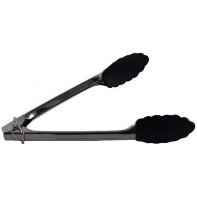 Tenaza Cocina Retractil 18Cm Inox C/Puntas Silicona Negra
