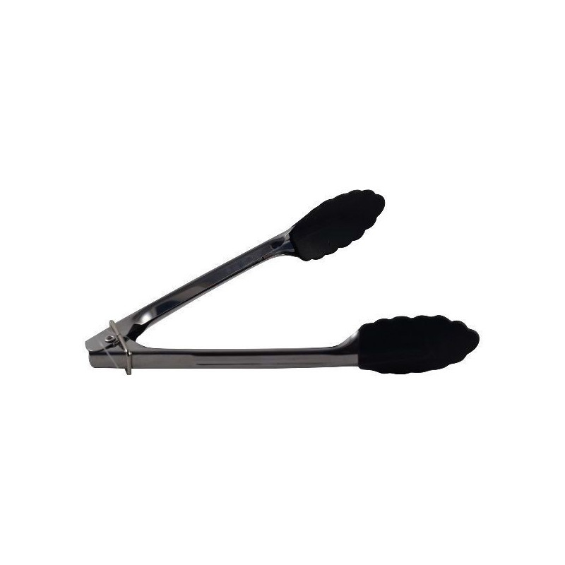 Tenaza Cocina Retractil 18Cm Inox C/Puntas Silicona Negra