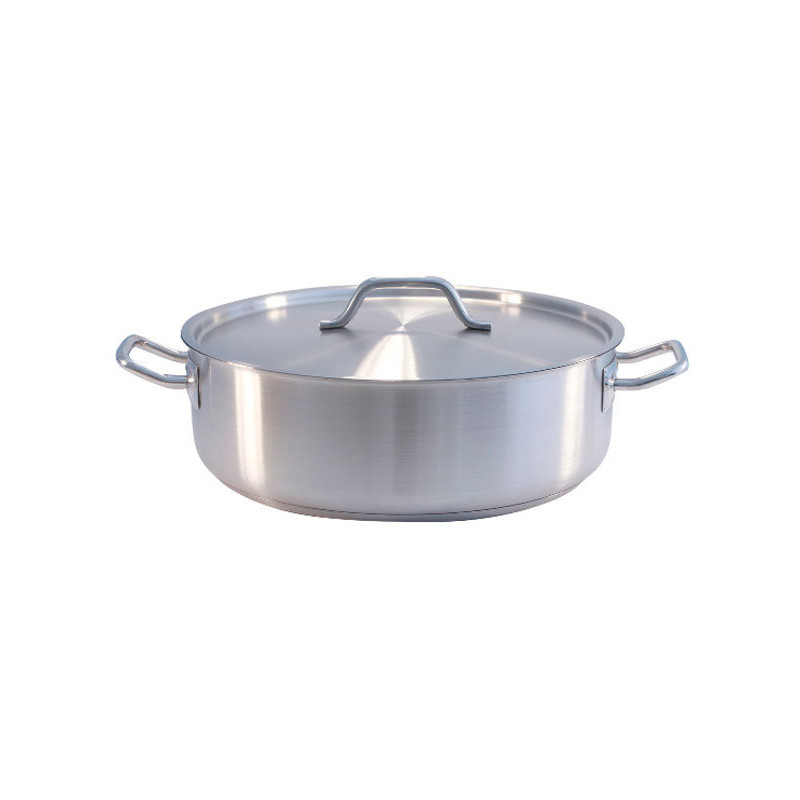 Cacerola Baja 8L Inox 1.0Mm Ø32X10Cm C/Tapa F/Difusor Big Chef