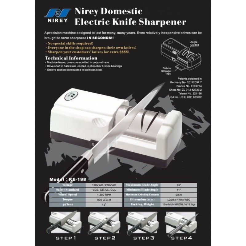 Afilador Cuchillo Eléctrico con 2 Biseles Nirey