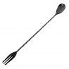 Cuchara de Cocteleria Acero Negro 33Cm con Tenedor Barkeeper