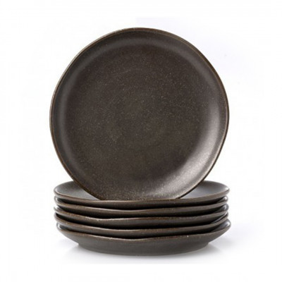 Set 6 plato entrada porcelana grafito 20cm Terra