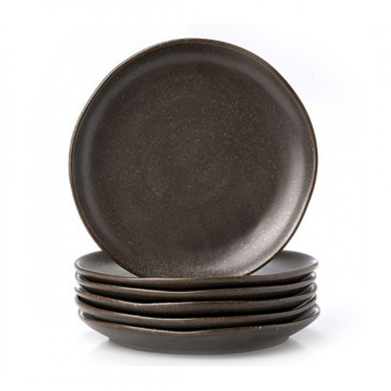Set 6 plato entrada porcelana grafito 20cm Terra