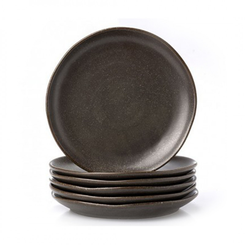 Set 6 plato pan porcelana grafito 16cm Terra