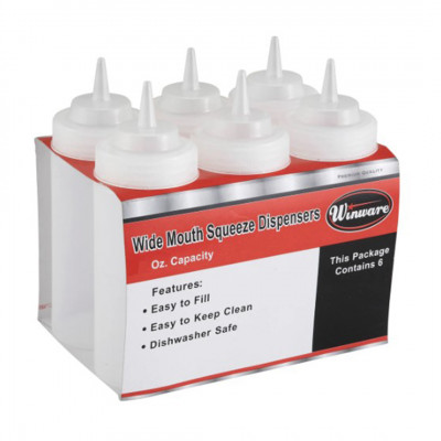 PACK 6 UNID BOTELLA SALSA PLAST TRANSP 350ML/12OZ BOCA ANCHA PSW-12 WINWARE®