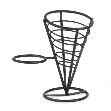 CONO PAPAS FRITAS METAL NEGRO Ø124X216MM C/BASE 1 RAMEKIN 89ML/3OZ FFH-02