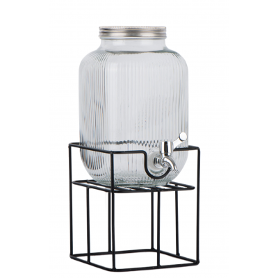 Dispensador de Agua 4 Litros Vidrio Ø16.6x37.8cm C/Atril