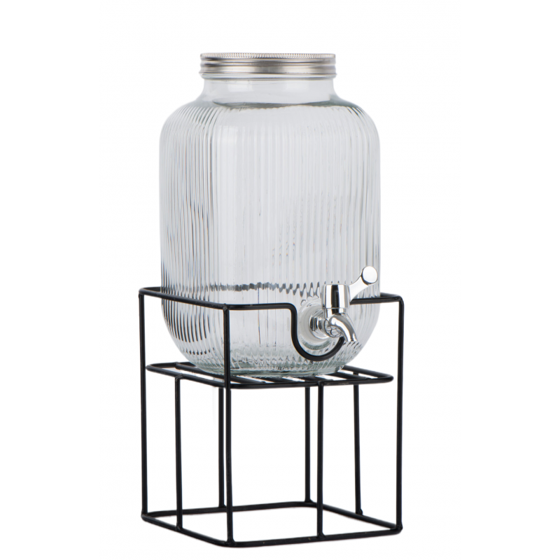 Dispensador de Agua 4 Litros Vidrio Ø16.6x37.8cm C/Atril