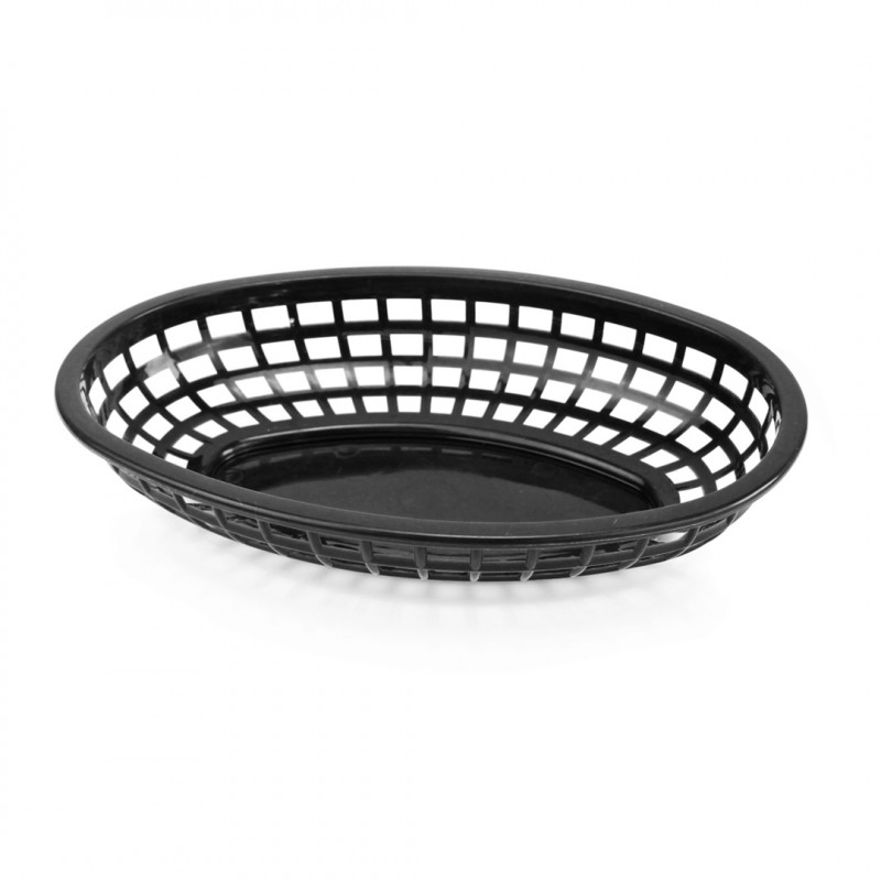 CESTA FAST-FOOD PLAST OVAL NEGRO 23X15X5.5CM FFB-96K