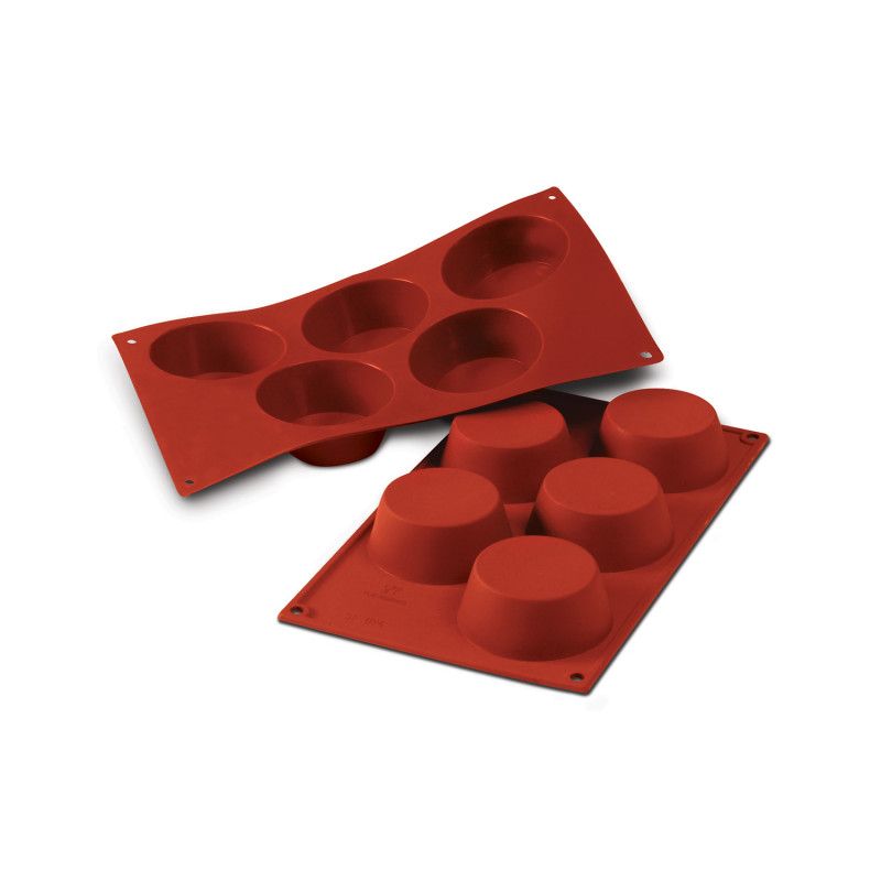 MOLDE MUFFIN EXTRA GRA BAJO SILICON TERRACOTA 5 CAVIDADES Ø81X32MM SILIKOMART SF024