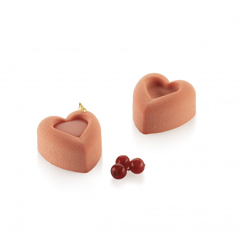 MOLDE CORAZON BIG PASSION SILICON TERRACOTA 8 CAVIDADES 59X62X32MM SILIKOMART SF087