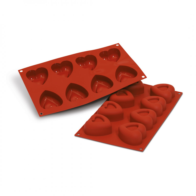 MOLDE CORAZON BIG PASSION SILICON TERRACOTA 8 CAVIDADES 59X62X32MM SILIKOMART SF087
