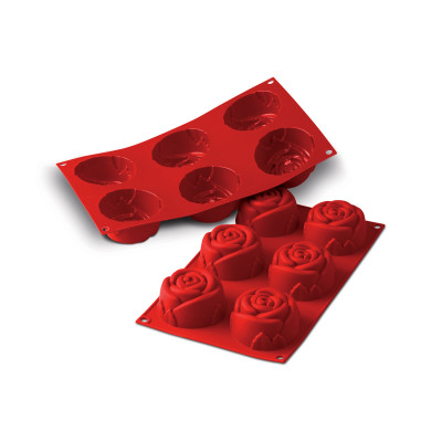 MOLDE ROSA SILICON TERRACOTA 6 CAVIDADES Ø76X40MM SILIKOMART SF077