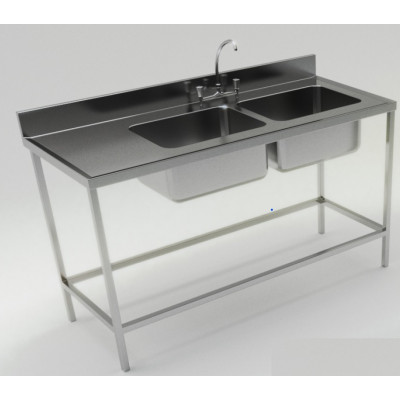 LAVAFONDO INOX 2TZ S/I 160X60CM C/DESAGUE BC-BIG COOK