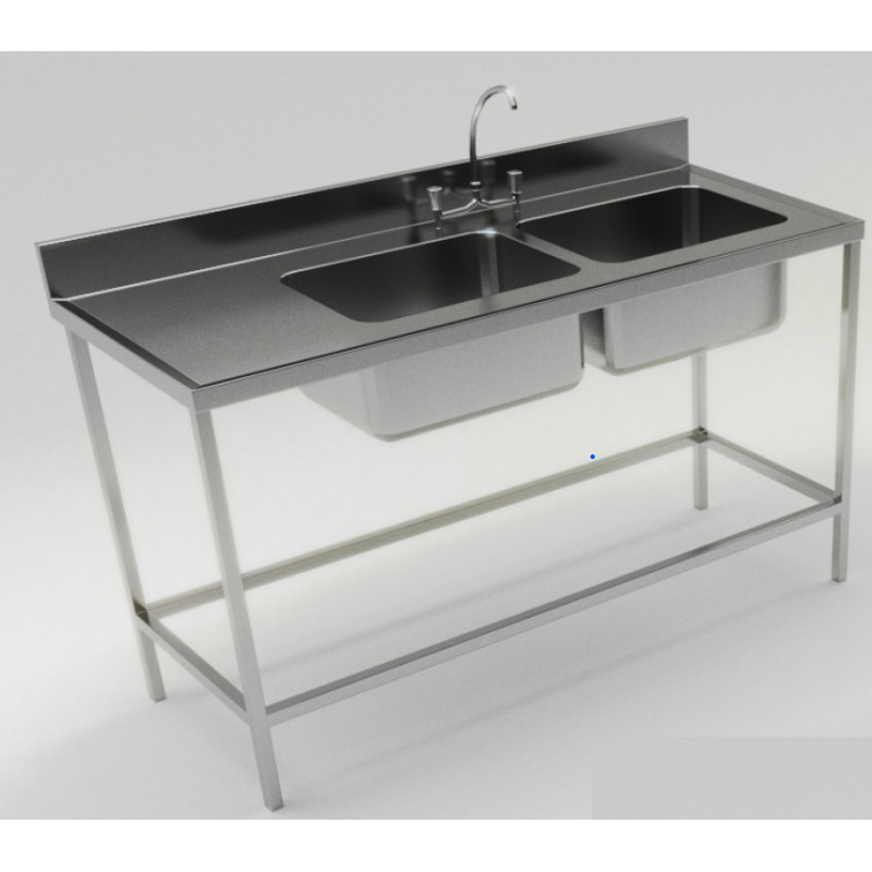 LAVAFONDO INOX 2TZ S/I 160X60CM C/DESAGUE BC-BIG COOK