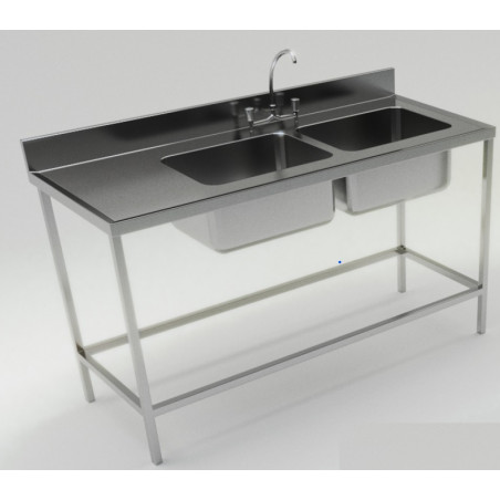 LAVAFONDO INOX 2TZ S/I 160X60CM C/DESAGUE BC-BIG COOK