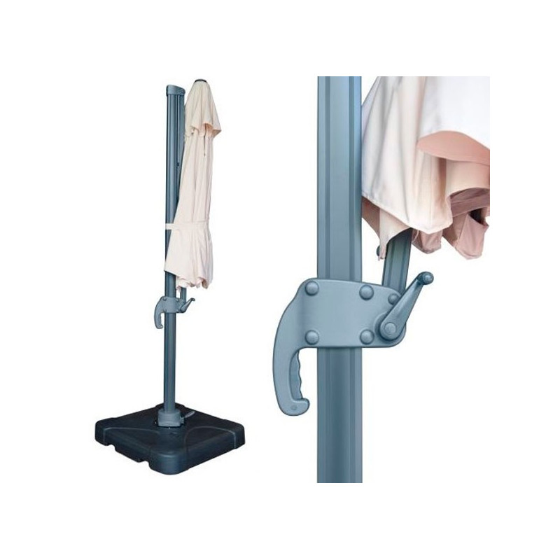 Quitasol para terraza con base beige 3x3m