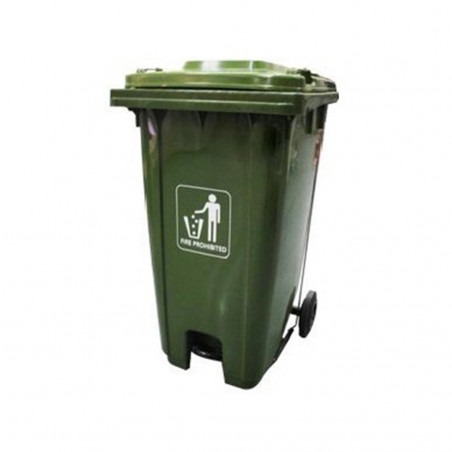 Basurero Plast Verde 240L Tapa+Pedal+Rueda Big Chef