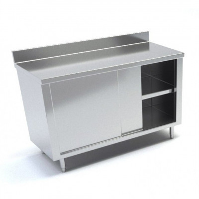 Mesón Acero Inoxidable, Puerta Corrediza BC Big Cook  140x60x85cm