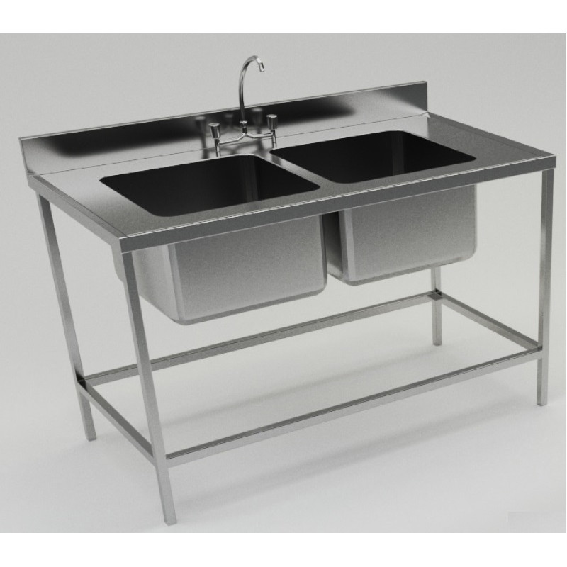 LAVAFONDO INOX 2TZ S/S 140X70CM C/ DESAGUE BC-BIG COOK