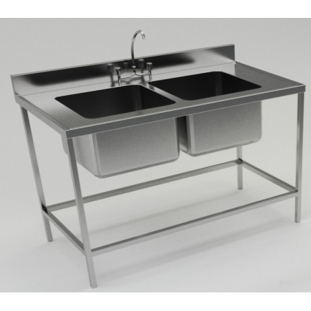 LAVAFONDO INOX 2TZ S/S 140X70CM C/ DESAGUE BC-BIG COOK