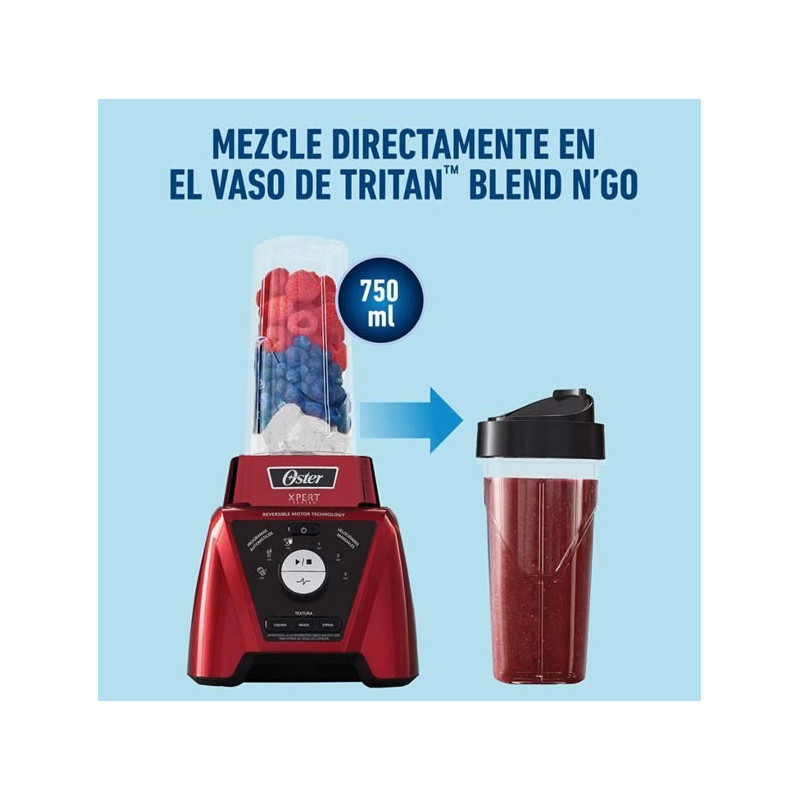 Licuadora Oster Xpert Blst3bcpg 2hp 2 Litros Vaso de Vidrio Rojo