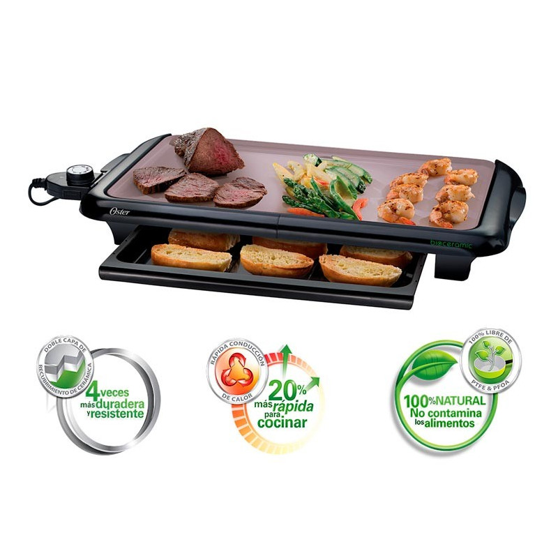 Parrilla Mesa Lisa 1500W M18W Bioceramica Oster Elect