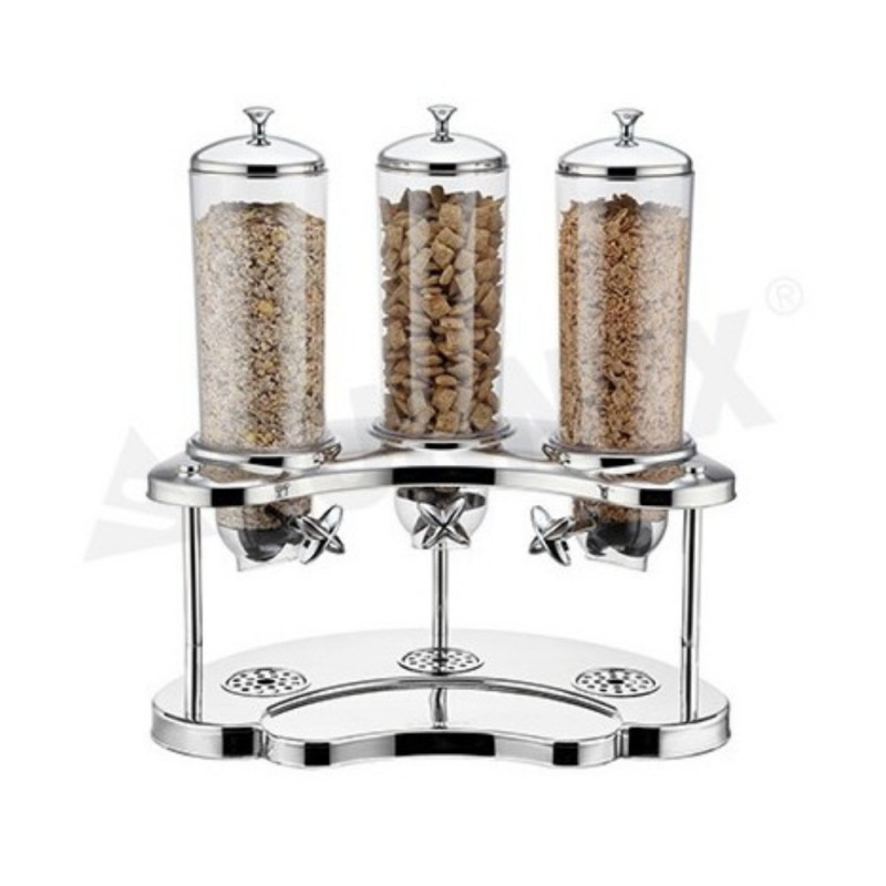Dispensador Cereal Sunnex 3 Depósitos 3L Polic B/Inox