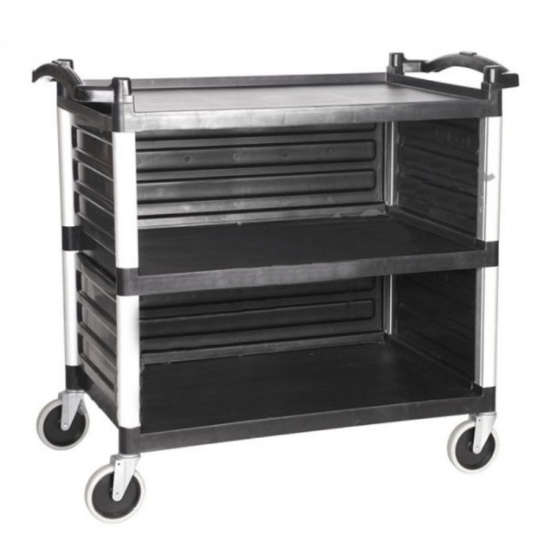 Carro Servicio 3Niv Cerrado 98X53X93Cm Plast Negro