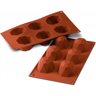 MOLDE DIAMANTE GRA SILICON TERRACOTA 6 CAVIDADES Ø68X45MM SILIKOMART SF049