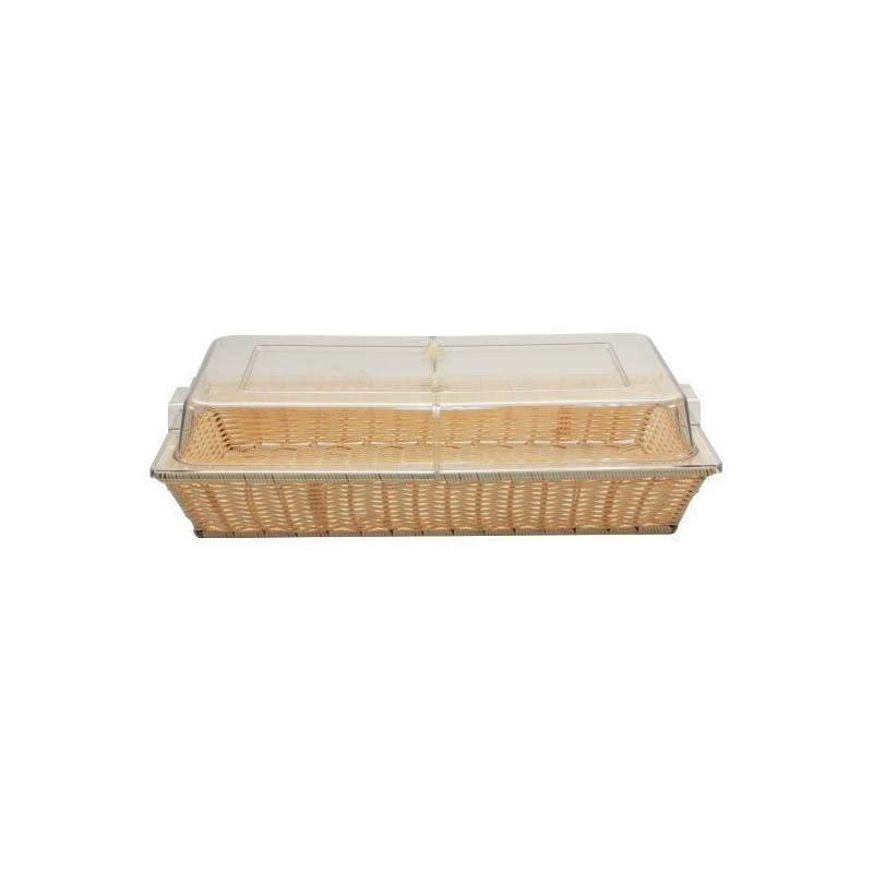 Cesta Polyrattan Rectantgular con Tapa 52.5x32.5x8cm Beige