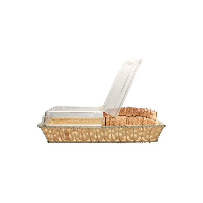 Cesta Polyrattan Rectantgular con Tapa 52.5x32.5x8cm Beige