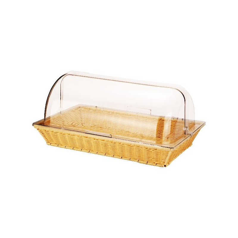 Cesta Polyrattan con Tapa Roll 52.5x32.5x8cm Beige