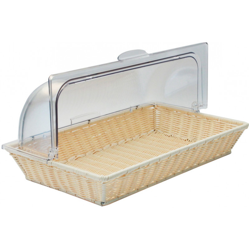 Cesta Polyrattan con Tapa Roll 52.5x32.5x8cm Beige