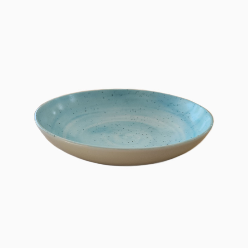 SET 3 PLATO FUSION HONDO RDO 23CM PORC CELESTE