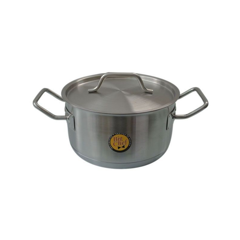 CACEROLA INOX 304 MEDIA Ø20X10.5CM 3.3LTS C/ASAS INOX 304 1.0MM F/DIFUSOR BIG CHEF