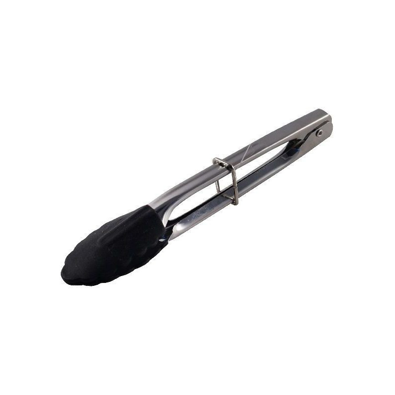 Tenaza Cocina Retractil 18Cm Inox C/Puntas Silicona Negra