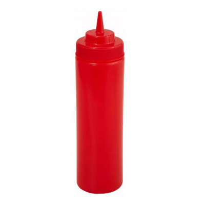 PACK 6 UNID BOTELLA SALSA PLAST ROJA 350ML/12OZ BOCA ANCHA PSW-12R WINWARE®