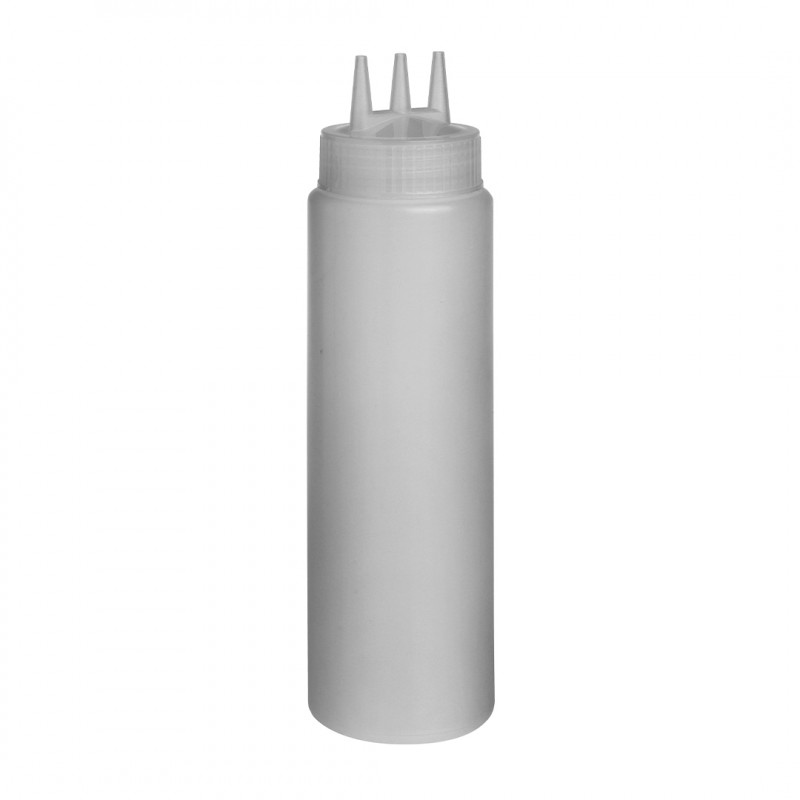 BOTELLA SALSA PLAST TRANSP TRIPLE BOCA 700ML/24OZ BOCA ANCHA JD-JSP24-C NSF©