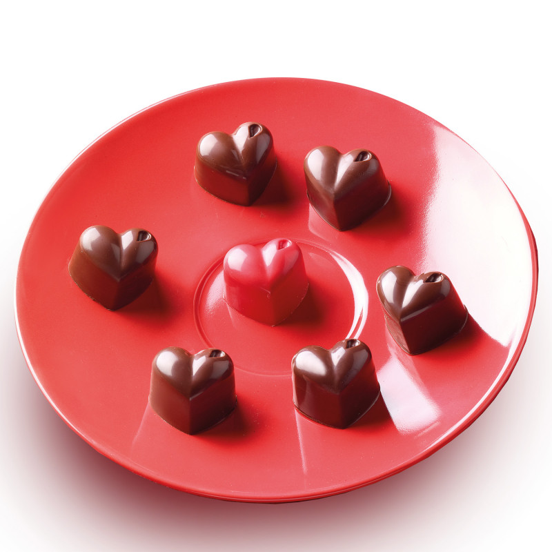 MOLDE BOMBONES CORAZON SILICON CAFE 15 CAVIDADES 30X22X25MM SILIKOMART SCG01