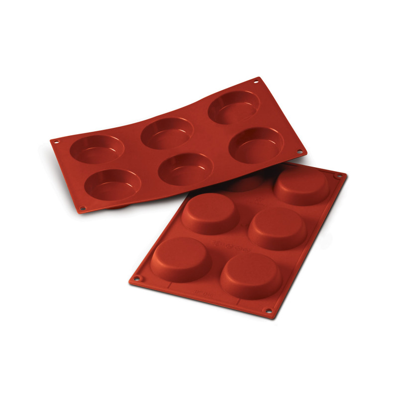 MOLDE FLAN MED SILICON TERRACOTA 6 CAVIDADES Ø70X17MM SILIKOMART SF046
