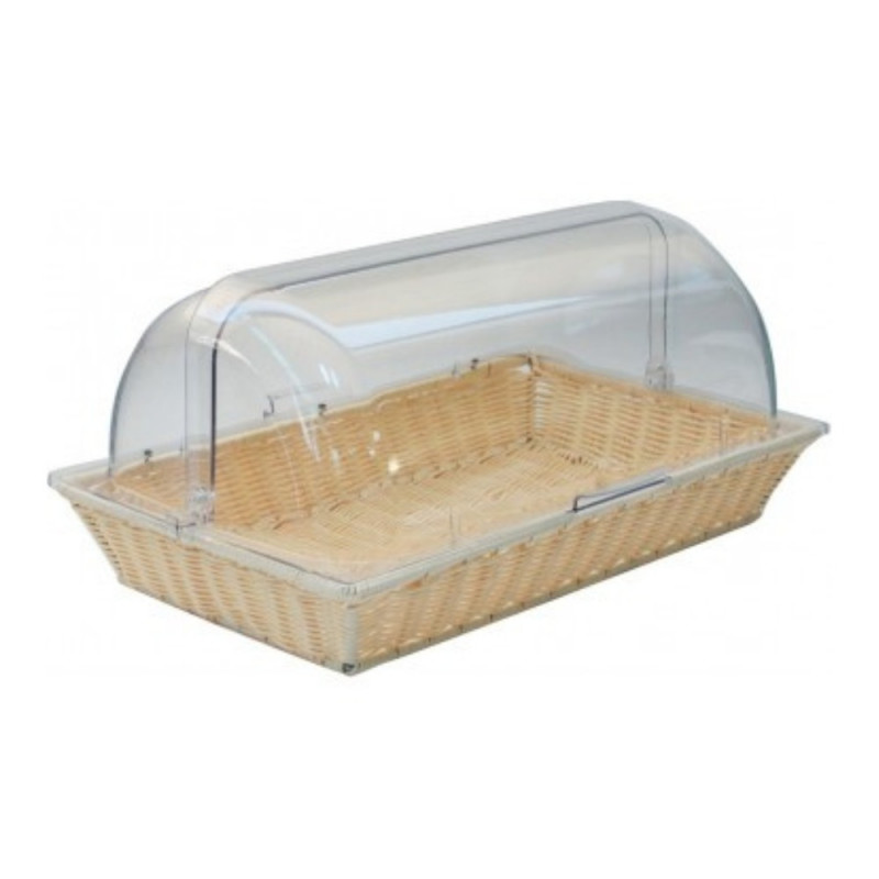 Cesta Polyrattan con Tapa Roll 52.5x32.5x8cm Beige