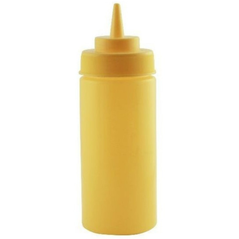 Botella Salsa 470ml Plástica Amarillo Boca Ancha