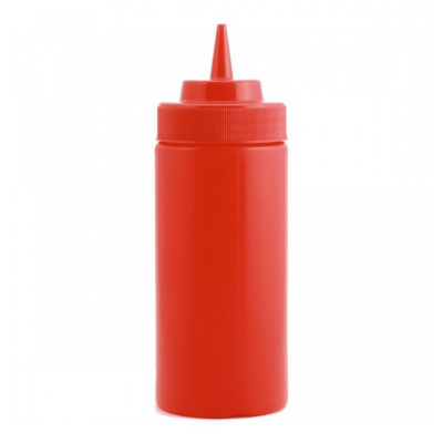 Botella Salsa 470ml Plástica Roja Boca Ancha 6 Unidades | Winco