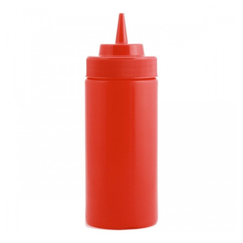 Botella Salsa 470ml Plástica Roja Boca Ancha 6 Unidades | Winco
