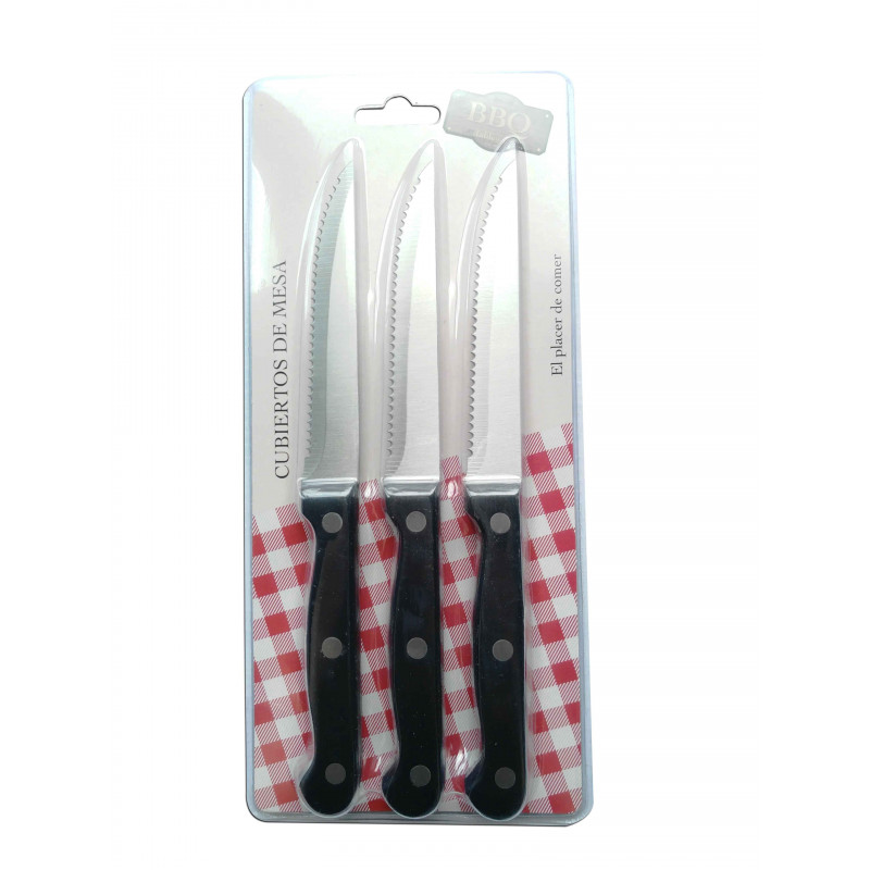 Cuchillo Carne Bbq Inox 1.2Mm Baquelita 3Pzs